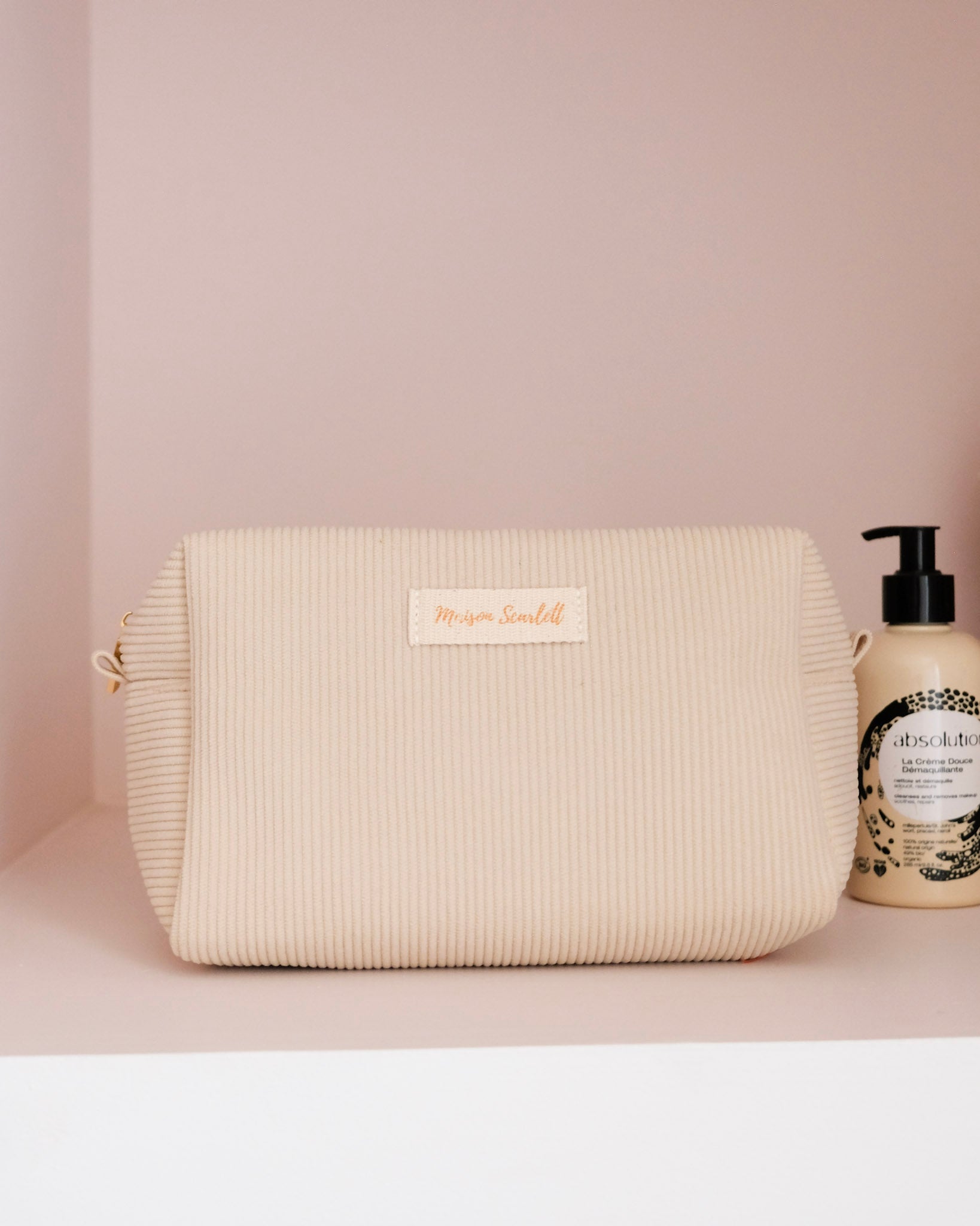 Trousse de toilette Charlotte en velours côtelé