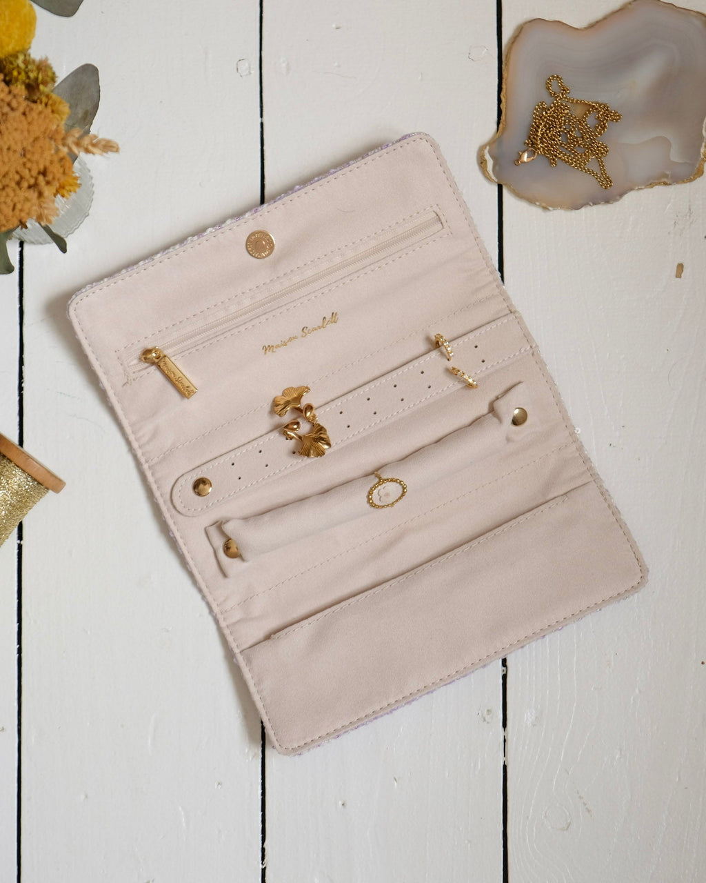 Pochette à bijoux Catherine en pied-de-poule